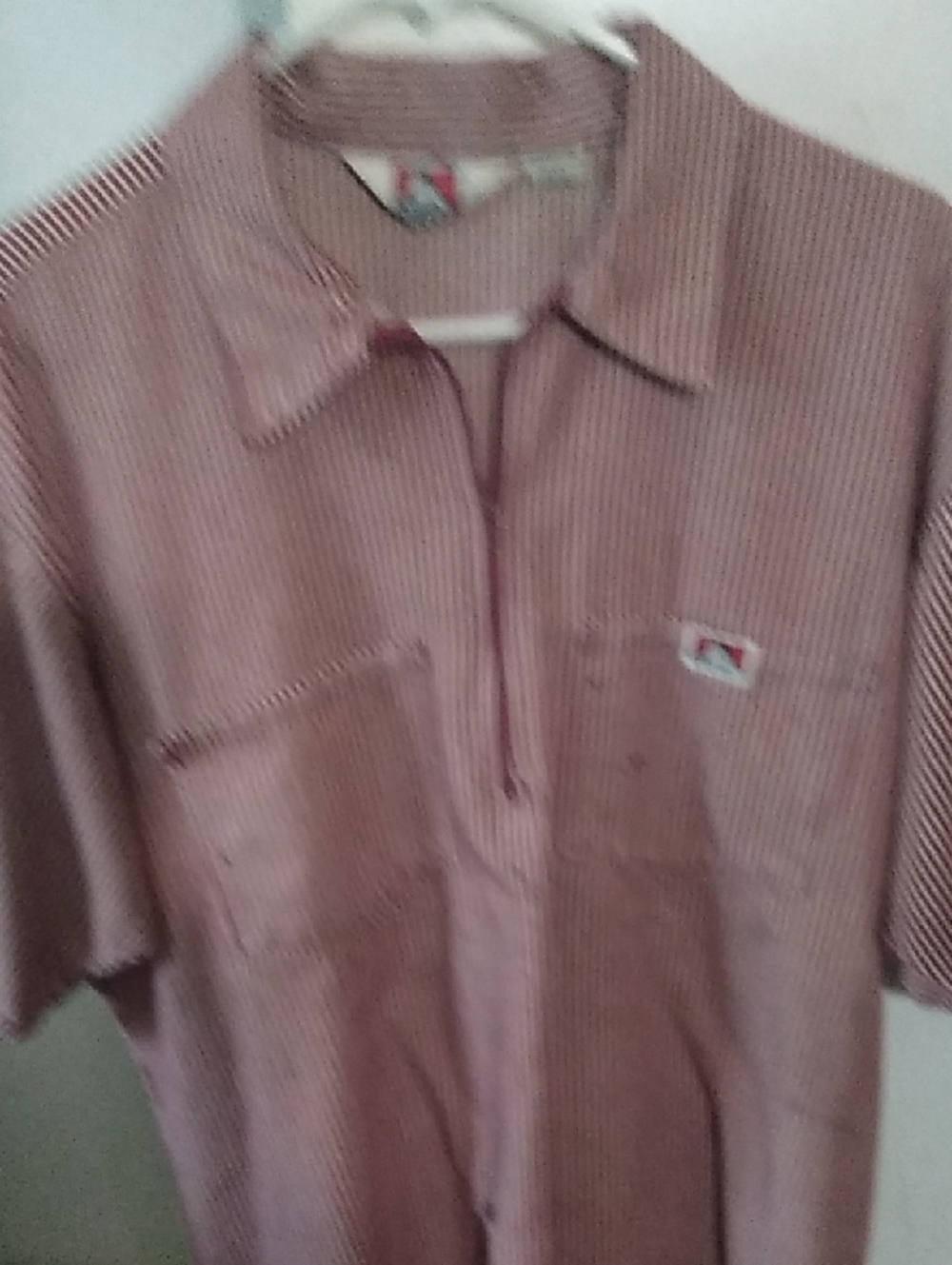 Ben Davis Striped Button-Up Shirt in Burgundy and White